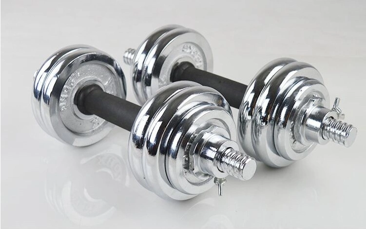 Adjustable Electroplating Dumbbell (with rubber bar) Gym Accessories